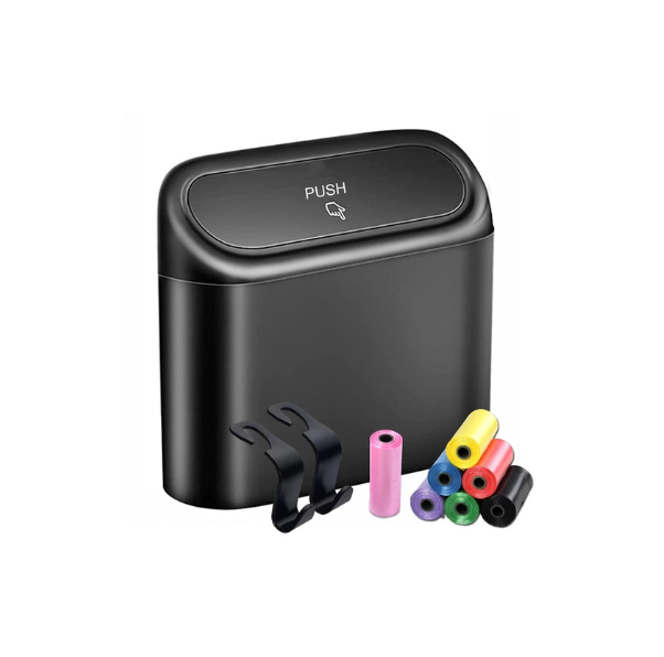 Yamibobo Car Trash Can Bin with Lid & 105PCS Trash Bags Small Car Garbage Can Leakproof Mini Car Accessories Trash Bin Car Dustbin Organizer Container for Car Office Home