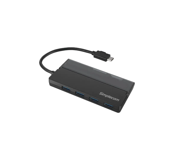 Simplecom Portable USB-C to 4 Port USB-A Hub - Black (CH330)