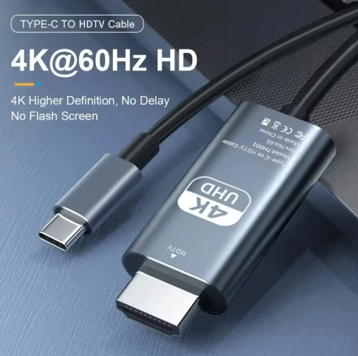 4K 60Hz USB C to HDMI Cable Type C Adapter HDTV Converter Cable for iPhone 16 TV Converter MacBook Air iPad Samsung Laptop