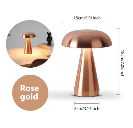 Retro table lamp Mushroom LED Night Light Rechargeable desk lamp Touch Sensor Reading Lights for bedroom Restaurant Bar Decor-4
