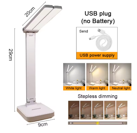 LED Desk Lamp USB Rechargeable Table Lamp 3 Levels Dimmable Touch Desk Lighting Eye Protection Foldable For Bedroom Desk Light-7