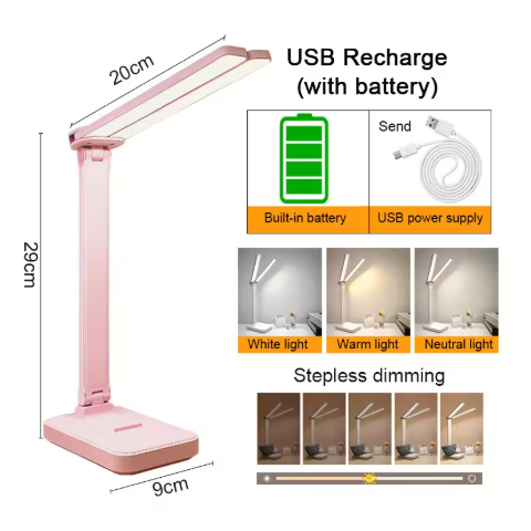 LED Desk Lamp USB Rechargeable Table Lamp 3 Levels Dimmable Touch Desk Lighting Eye Protection Foldable For Bedroom Desk Light-6