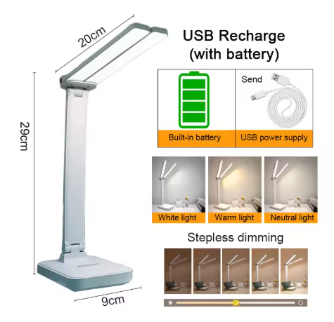 LED Desk Lamp USB Rechargeable Table Lamp 3 Levels Dimmable Touch Desk Lighting Eye Protection Foldable For Bedroom Desk Light-5