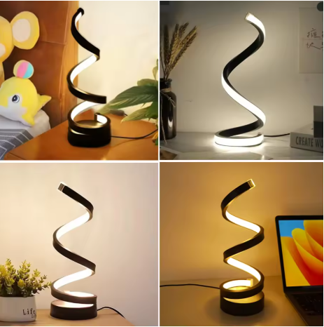 5V USB LED Table Lamp Modern Creative Spiral Desk Light 3 Colors Dimmable For Bedroom Living Room Office Bar Decoration Lighting