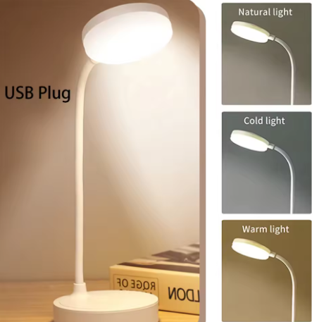 Portable LED Desk Lamp USB Plug in Table Light Support 3 Color Stepless Dimming Eye Protection Bedroom Bedside Lamp-3
