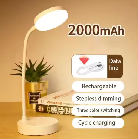 Portable LED Desk Lamp USB Plug in Table Light Support 3 Color Stepless Dimming Eye Protection Bedroom Bedside Lamp-2