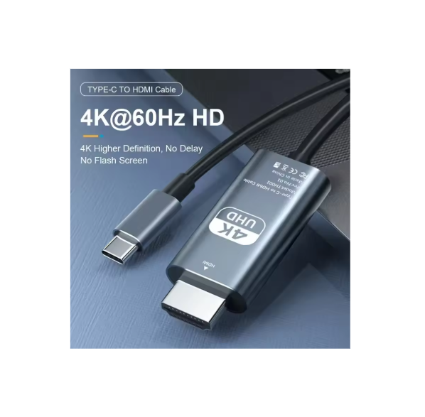 Type C To HDMI Cable 2M/6.6FT 4K 30/60Hz USB C To HDMI HD TV Converter Adapter For IPhone 15 MacBook Pro/Air IPad Samsung Laptop