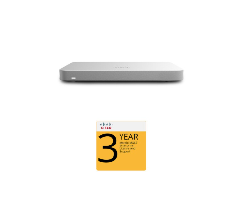 Cisco Meraki MX67 Router/Security Appliance with 3-Year Advanced Security License and Support