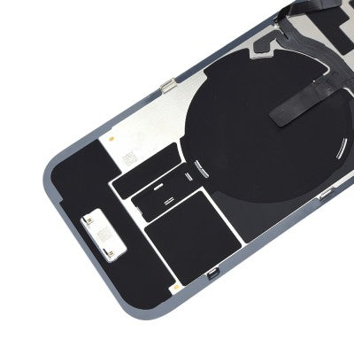 AMPLUS Rear Cover Glass with Camera Lens Glass & Wireless NFC Charging Flex for iPhone 15 (Black)-7