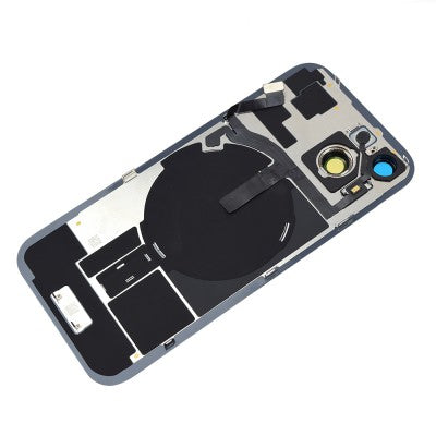 AMPLUS Rear Cover Glass with Camera Lens Glass & Wireless NFC Charging Flex for iPhone 15 (Black)-8