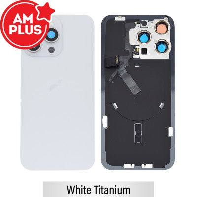 AMPLUS Rear Cover Glass with Camera Lens Glass & Wireless NFC Charging with Flash Flex Cable for iPhone 15 Pro Max-4