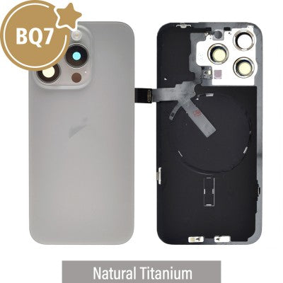 BQ7 Rear Cover Glass with Camera Lens Glass & Wireless NFC Charging with Flash Flex Cable for iPhone 15 Pro Max-4