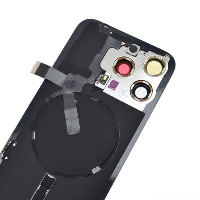 BQ7 Rear Cover Glass with Camera Lens Glass & Wireless NFC Charging with Flash Flex Cable for iPhone 15 Pro Max-7