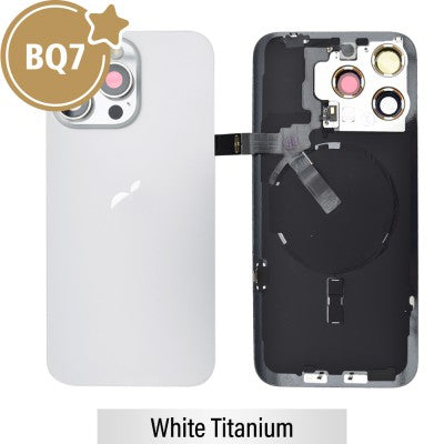BQ7 Rear Cover Glass with Camera Lens Glass & Wireless NFC Charging with Flash Flex Cable for iPhone 15 Pro Max