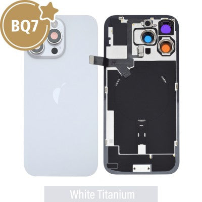 BQ7 Rear Cover Glass with Camera Lens Glass and Wireless NFC Charging with Flash Flex Cable for iPhone 16 Pro Max