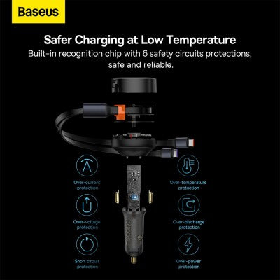 Baseus Enjoyment Retractable 2-in-1 Car Charger C+C 33W