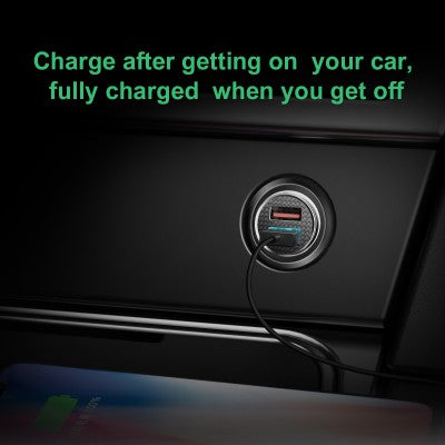 Baseus Circular Plastic A+A 30W Dual QC3.0 Quick Car Charger-Black