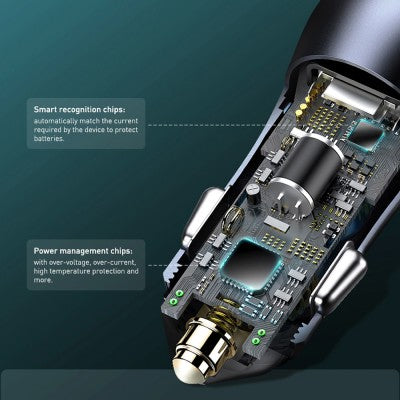 Baseus Golden Contactor Pro Dual Fast Charger Car Charger U+U 40W (With Simple wiring USB For Type-C 5A 1.0m)