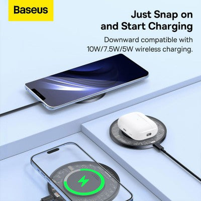 Baseus Simple 2 Wireless Charger 15W With Type-C To Type-C Cable-Cluster Black