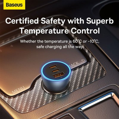 Baseus Golden Contactor Pro Triple Fast Charger Car Charger 65W U+C+C