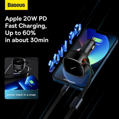 Baseus Enjoyment Retractable 2-in-1 Car Charger C+C 33W