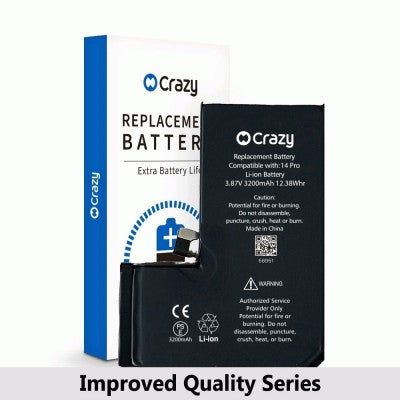 Crazy Improved Quality iPhone 14 Pro Replacement Battery with Adhesive Strips – 3200mAh (TI 27546 Chip, Cheapest Price)