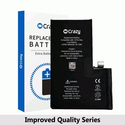 Crazy Improved Quality Replacement Battery for iPhone 16 Pro Max (4685mAh, TI Chip 27546)