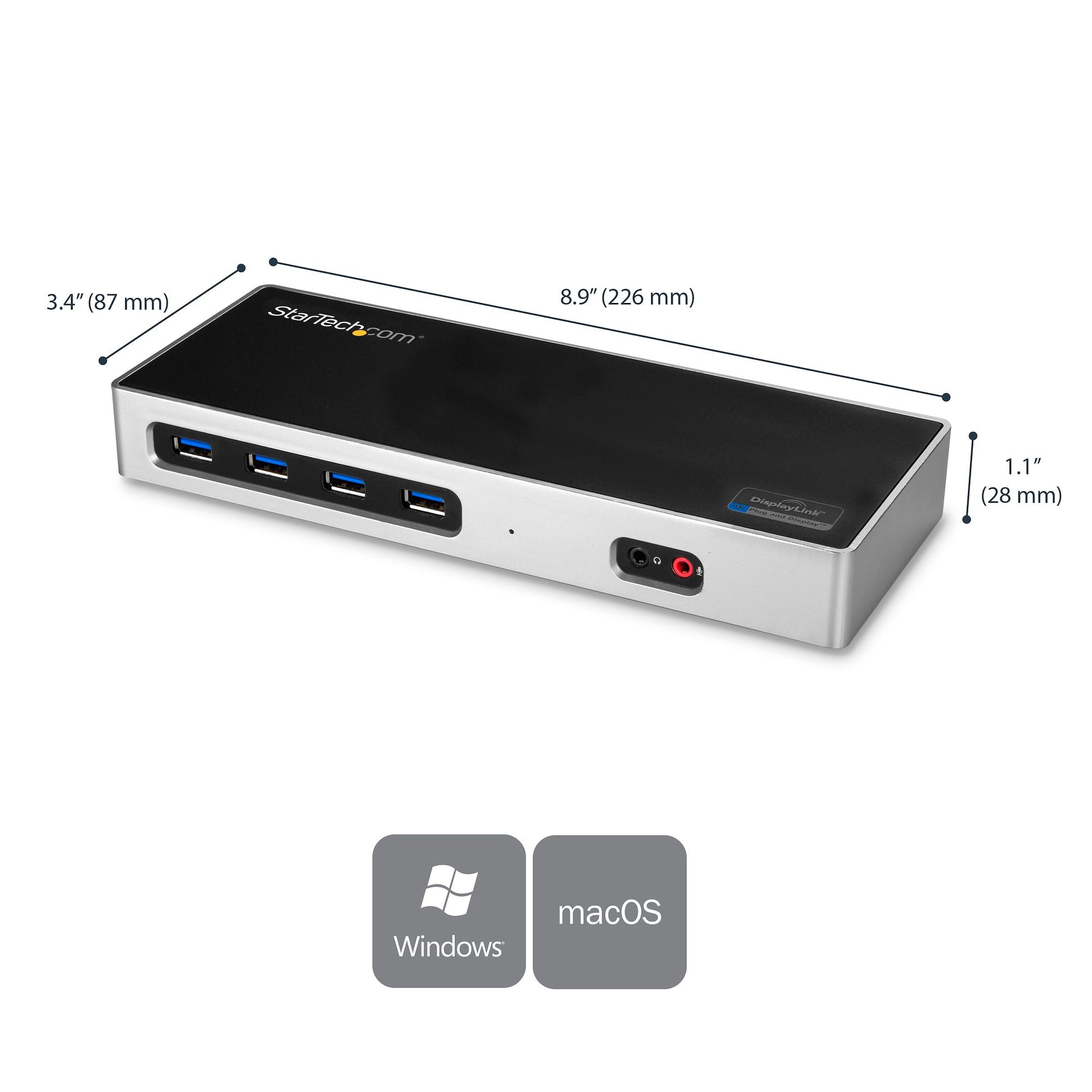 StarTech USB-C & USB-A Hybrid Dock – Dual 4K 60Hz Laptop Docking Station with DisplayPort & HDMI-2