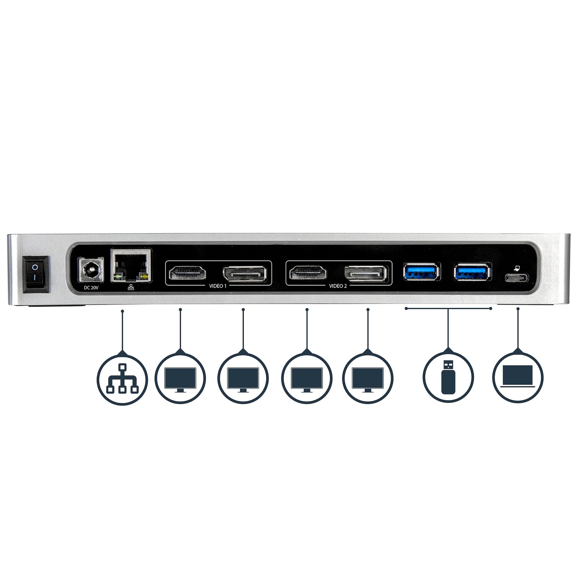 StarTech USB-C & USB-A Hybrid Dock – Dual 4K 60Hz Laptop Docking Station with DisplayPort & HDMI-5