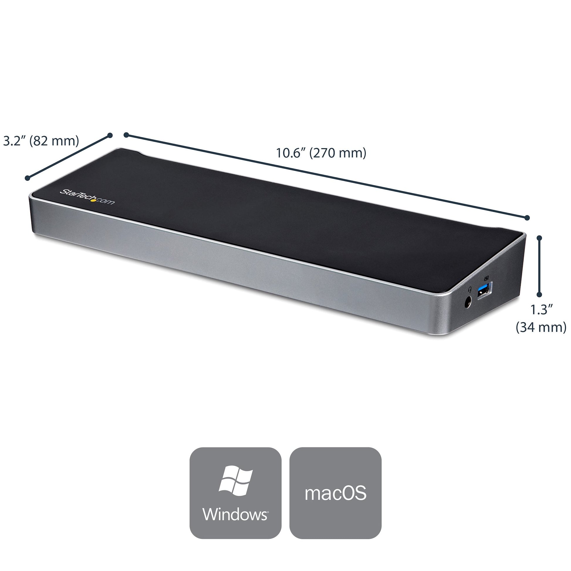 StarTech USB-C Docking Station – Triple 4K Monitor Dock with DisplayPort, HDMI & 60W Power Delivery-9