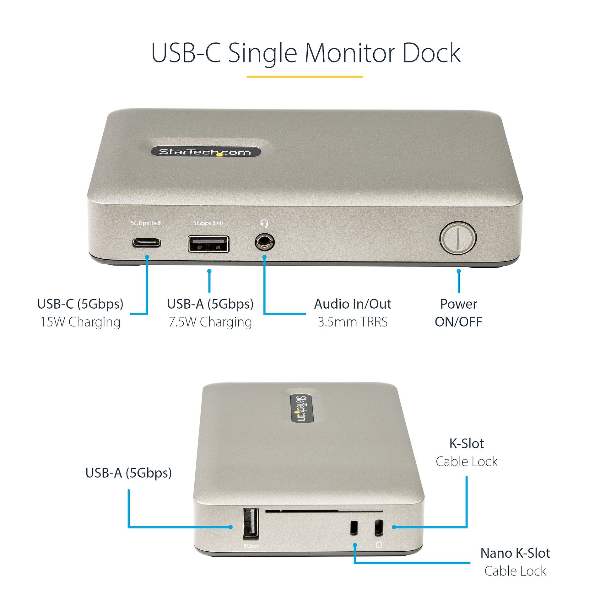 StarTech USB-C Single Display Docking Station – DisplayPort or VGA, 65W Power Delivery-3