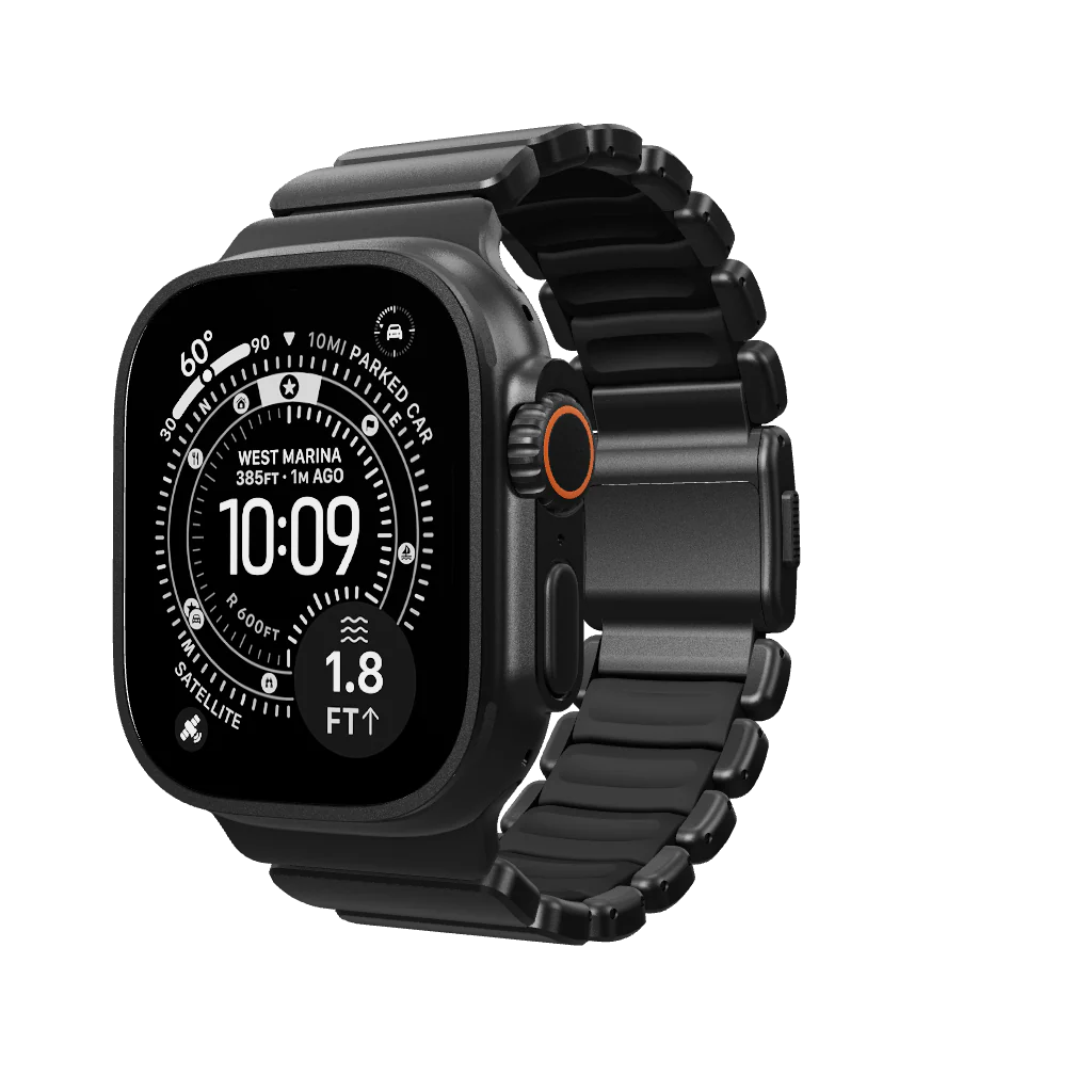 NOMAD Stratos Band – Black (FKM + Titanium Hardware, Black Finish)