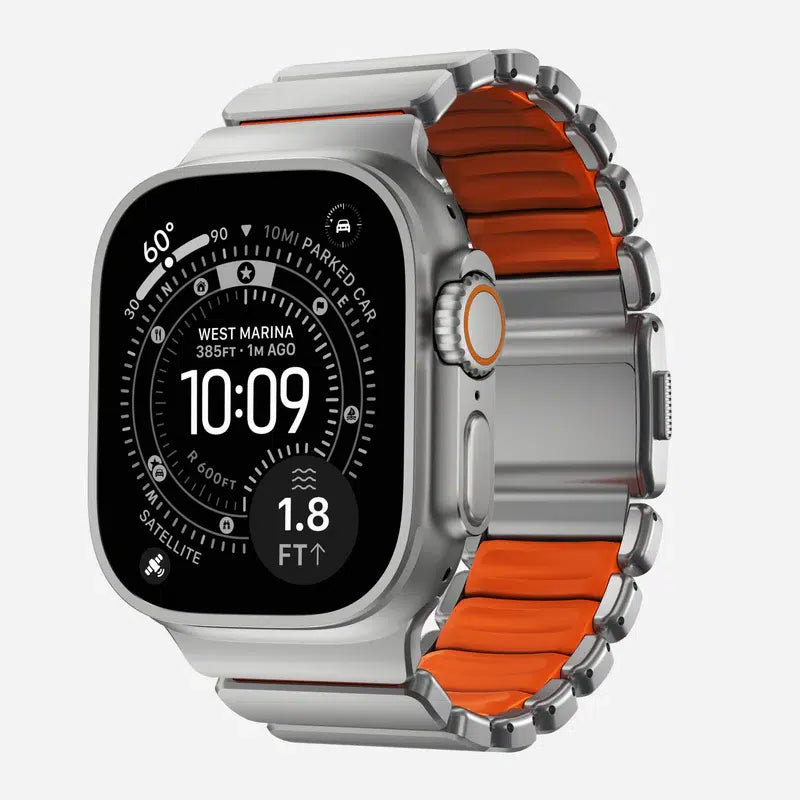 NOMAD Stratos Band – Ultra Orange (FKM + Titanium Hardware, Silver Finish)