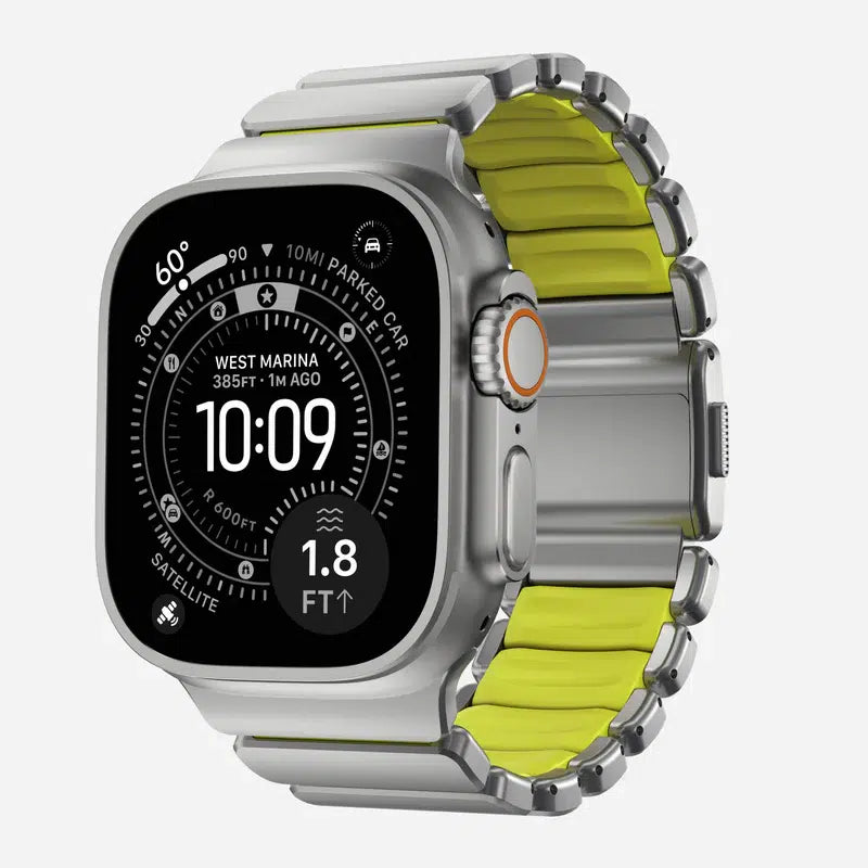 NOMAD Stratos Band – Volt (FKM + Titanium Hardware, Silver Finish)
