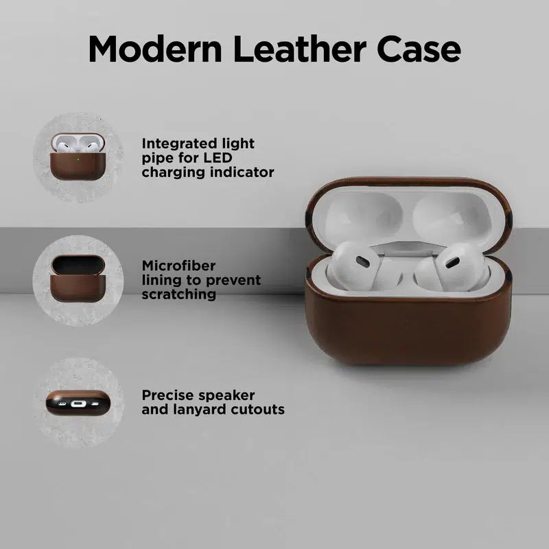 NOMAD Modern Leather Case for AirPods – Brown (Ecco Leather)