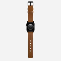 NOMAD Modern Band – English Tan Leather Strap for Apple Watch (Black Hardware)
