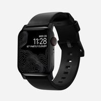 NOMAD Modern Band – Black Leather Strap for Apple Watch (Black Hardware)
