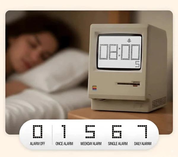 RayCue Maclock Retro Pixel Alarm Clock (USB-C Rechargeable)-5