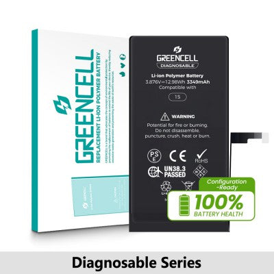 Greencell Diagnosable Replacement Battery for iPhone 15 – 3349mAh-1