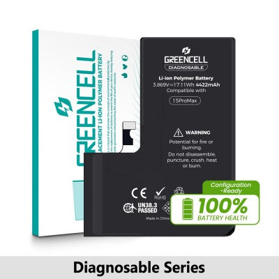 Greencell Diagnosable Replacement Battery for iPhone 15 Pro Max – 4422mAh (Configuration Ready)-1
