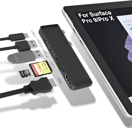 Surface Pro 9/10/11/X USB Hub Docking Station with 4K HDMI Thunerbolt 4 RJ45 USB3.0 SD TF 3.5mm Audio Triple Display for Surface