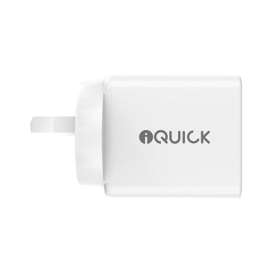iQuick GaN II 20W PD3.0+QC3.0 Dual Ports Charging Adapter-White
