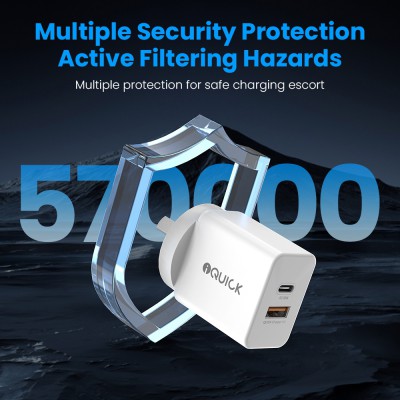 iQuick GaN II 20W PD3.0+QC3.0 Dual Ports Charging Adapter-White