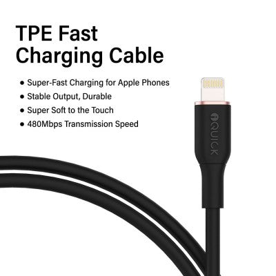 iQuick PowerWire 1 Series TPE Charging Data Cable Type-C to iP 3m