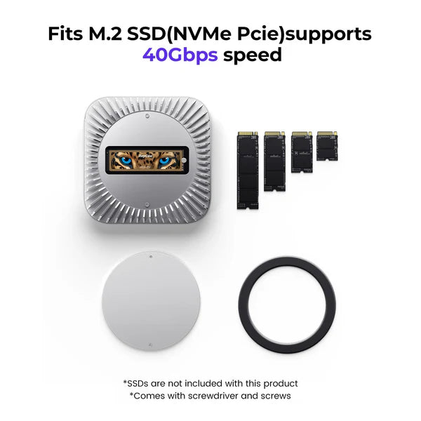 RayCue Mac Mini Hub & Stand with NVMe SSD Enclosure (US Plug)-10