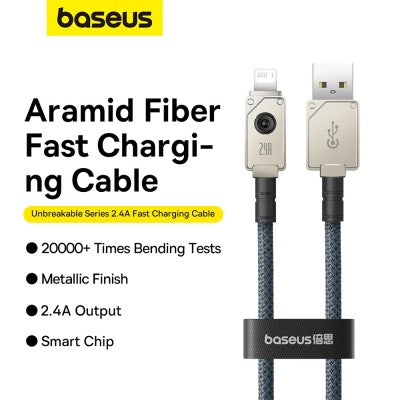 Baseus Unbreakable Series Fast Charging Data Cable USB to iP 2.4A 1m