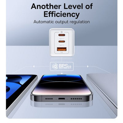 Baseus GaN5 Pro Fast Charger 2xUSB-C 1xUSB 65W-Moon White