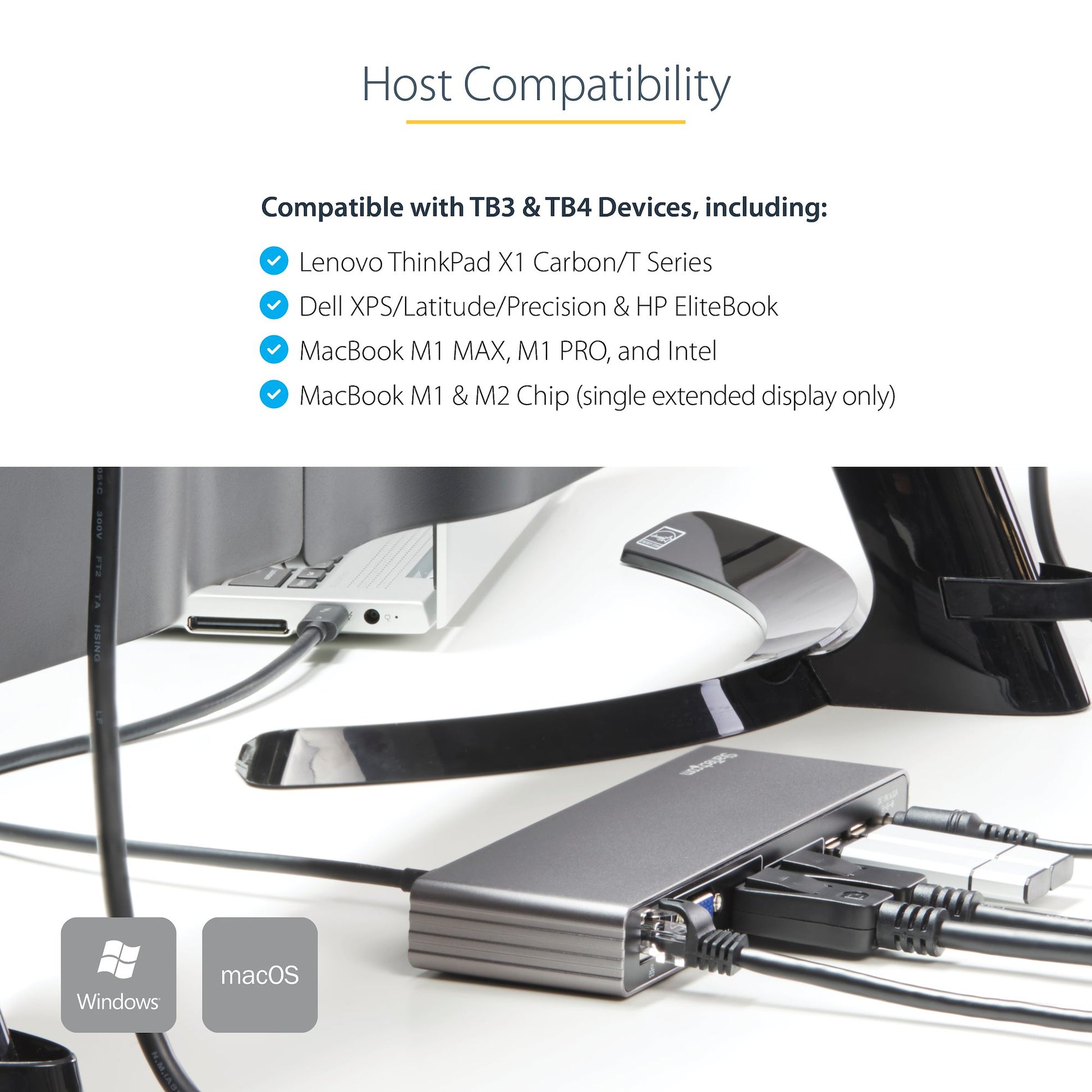 StarTech Thunderbolt 3 Dock – Dual 4K 60Hz Laptop Docking Station with HDMI, DisplayPort & VGA-4