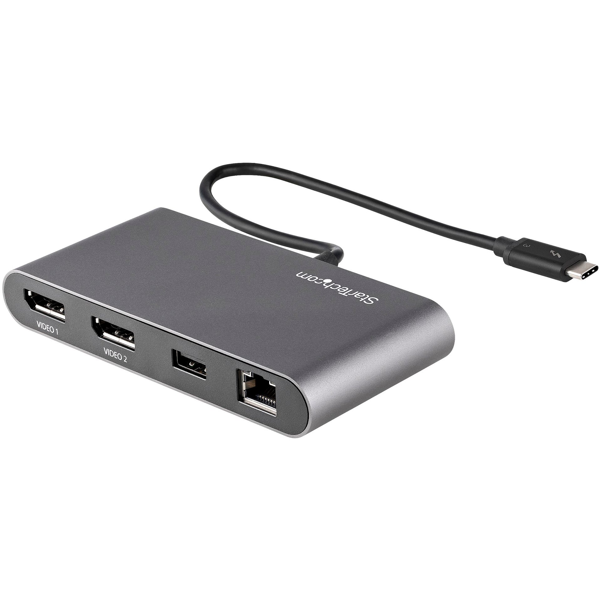 Dual-Monitor Thunderbolt Mini Dock – 4K 60Hz DisplayPort Portable Dock with Gigabit Ethernet