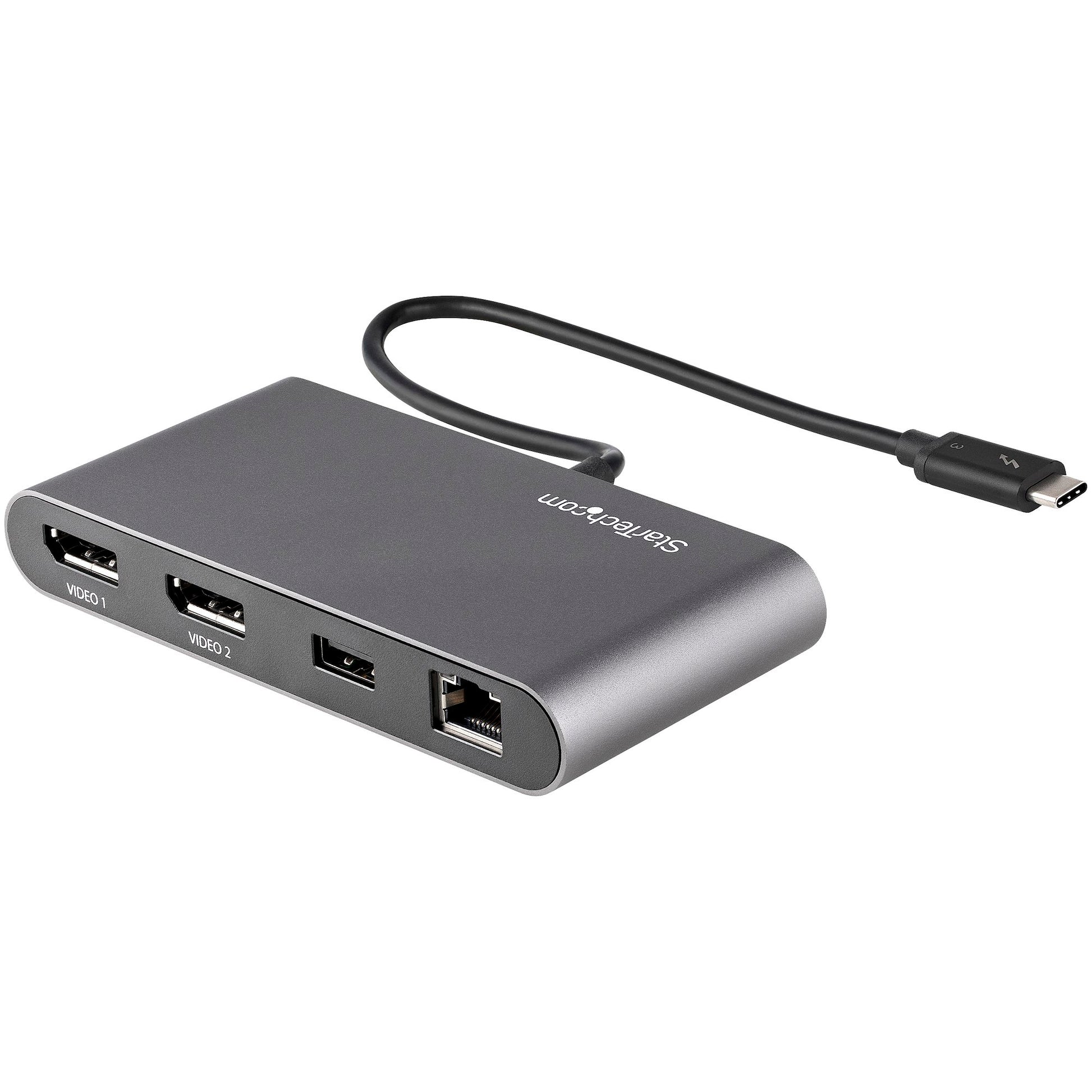 Dual-Monitor Thunderbolt Mini Dock – 4K 60Hz DisplayPort Portable Dock with Gigabit Ethernet-2